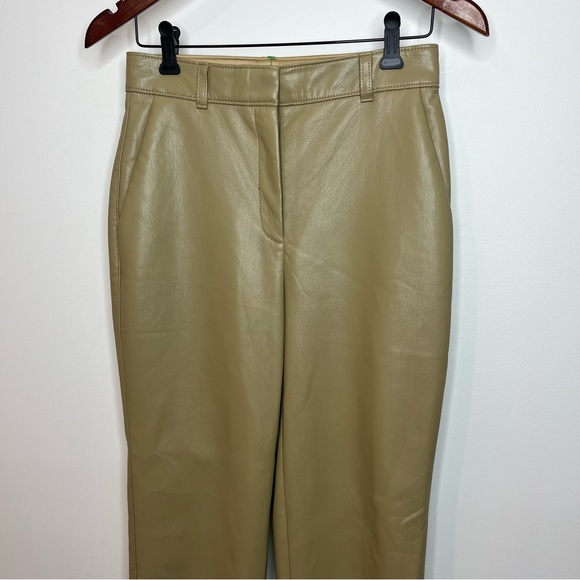 Aritzia Babaton Women's Size 4 Command Cropped Pant Mid Rise Vegan Leather Tan - Picture 3 of 12